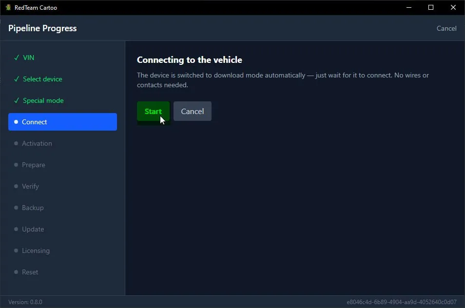 Connecting to the vehicle