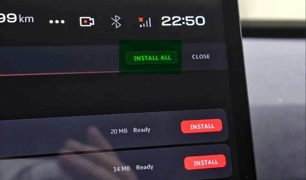 Install menu with the INSTALL ALL button marked