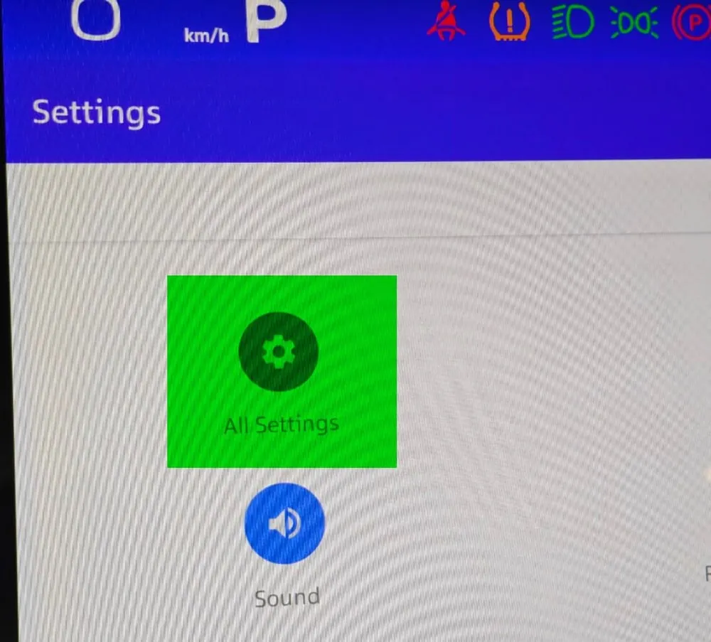 Settings panel with All Settings marked